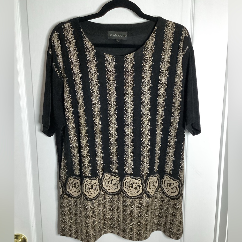 Vintage La Madona slinky tiger print tunic top